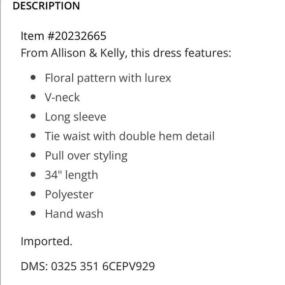 NWT Allison & Kelly Dress. Navy Floral - Lightweight. - Picture 6 of 6